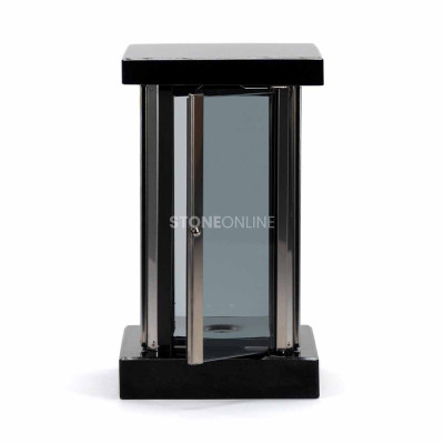 Piękny lampion na cmentarz MIRROW SQUARE SILVER – solidny model z kamienia naturalnego.