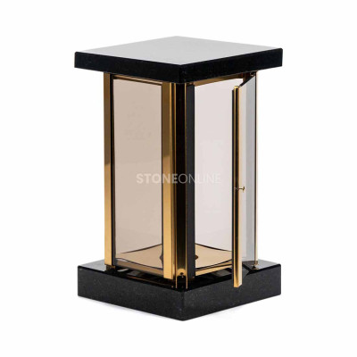 Lampiony na grób StoneOnline – model MIRROW SQUARE GOLD z trwałego granitu i aluminium.