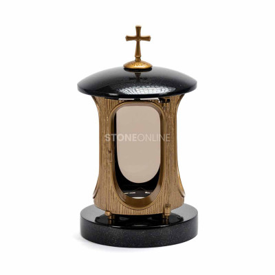 Złoty Lampion nagrobny LALUMCROSSGOLD StoneOnline – trwała lampka na grób.