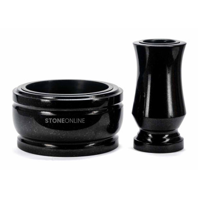 Zestaw granitowy na cmentarz wazon WTRENDY15 i misa DELUX 25 cm – elegancki zestaw granitowy na cmentarz.