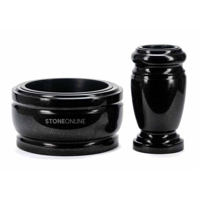 Ekskluzywny zestaw granitowy WELEGANT15 + misa DELUX 30 cm – elegancka i efektowna dekoracja nagrobka StoneOnline.