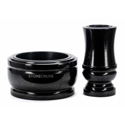 Elegancki zestaw granitowy WDELUX15 + misa DELUX 25 cm – stylowa i trwała dekoracja nagrobka StoneOnline.