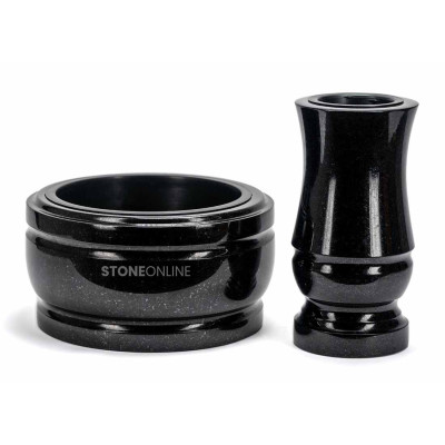 Piękny zestaw granitowy WMODERN15 + misa DELUX 30 cm – nowoczesna i elegancka dekoracja nagrobka StoneOnline.