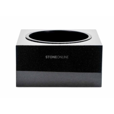 Ozdobny zestaw granitowy na pomnik – wazon WCUBE15 i misa CUBE 25 cm tworzące harmonijną dekorację nagrobną StoneOnline
