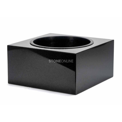 Elegancki zestaw wazonu i misy z granitu na nagrobek – WCUBE15 + CUBE 25 cm, stylowa dekoracja cmentarza StoneOnline