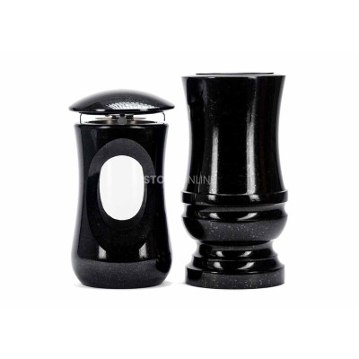 Ekskluzywny zestaw granitowy LTIMELESS15 + WDELUX15 – reprezentacyjny lampion i elegancki wazon na cmentarz StoneOnline.