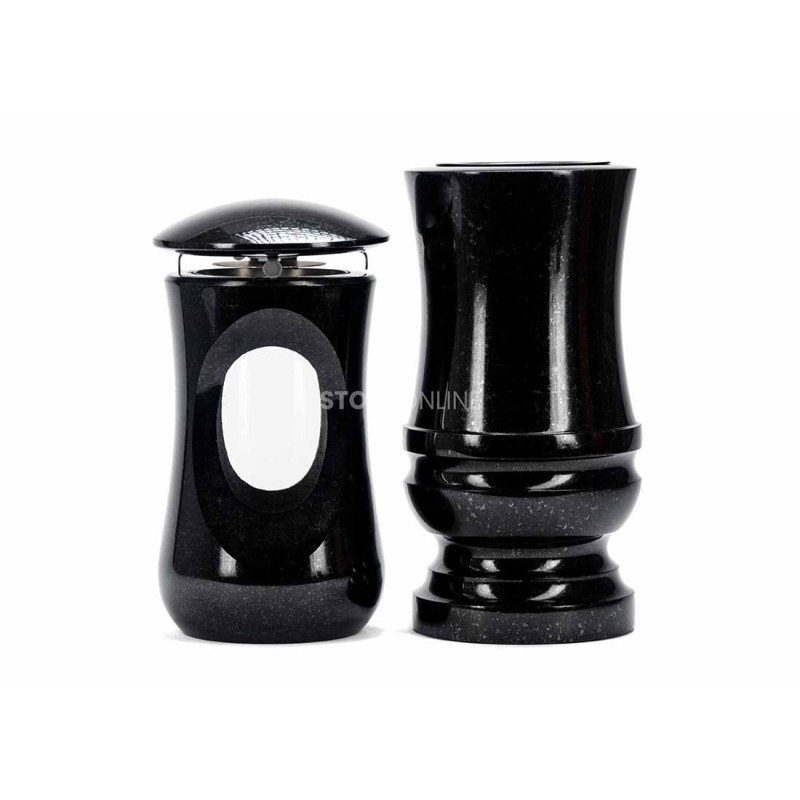 Ekskluzywny zestaw granitowy LTIMELESS15 + WDELUX15 – reprezentacyjny lampion i elegancki wazon na cmentarz StoneOnline.