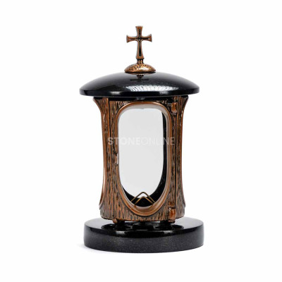 Zestaw lampion LALUMCROSSCOPPER + wazon WSTANDARD15 z granitu na cmentarz – StoneOnline