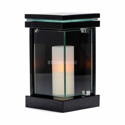 Solidny zestaw cmentarny – lampion LLED i wazon WDIAMOND15 z naturalnego granitu.