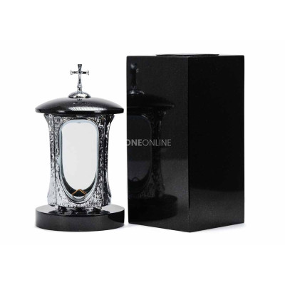 Lampion LALUMCROSSINOX i wazon WCUBE15 – nowoczesny granitowy zestaw na cmentarz.