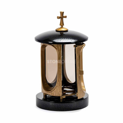 Lampka granitowa LALUMCROSSGOLD StoneOnline – elegancki znicz na grób.