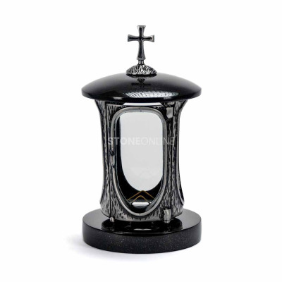 Srebrny lampion granitowy StoneOnline – elegancka ozdoba na cmentarz i nagrobek.