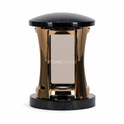 Lampion cmentarny ze złotym korpusem lustrzanym – nowoczesny model na pomnik.