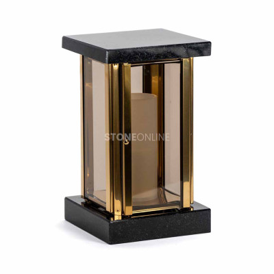 Lampion granitowy MIRROW SQUARE GOLD na cmentarz – ekskluzywny wygląd i solidne wykonanie.