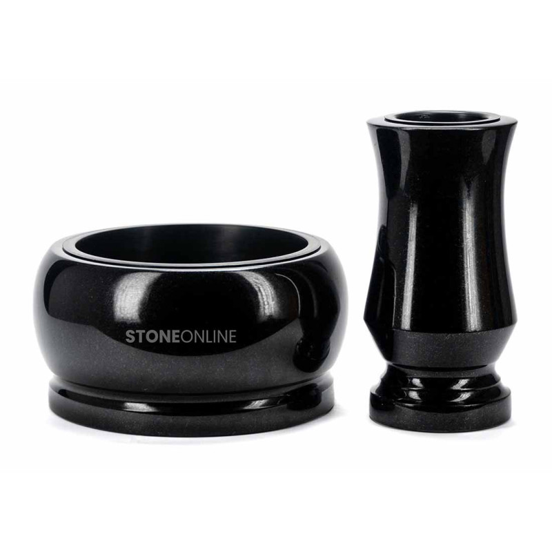 Zestaw granitowy WTRENDY15 FAME 25 cm – misa i wazon na cmentarz StoneOnline.